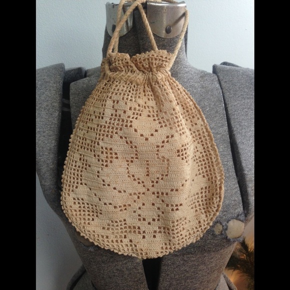 Handbags - Antique Lace Drawstring Purse Bag